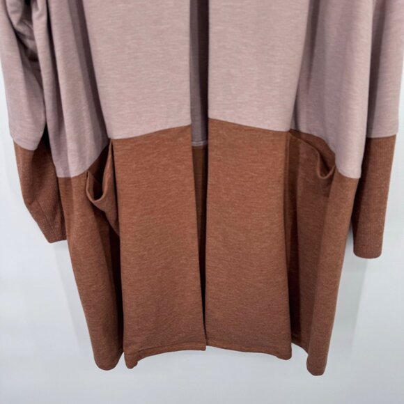 LOGO Lounge Color Block Open Front knit Cardigan Pockets size 2x - Picture 11 of 12